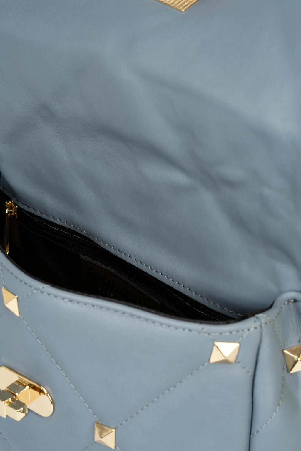 Sac bandoulière La Milanaise - cuir matelassé, Made in Italy - Bleu ciel