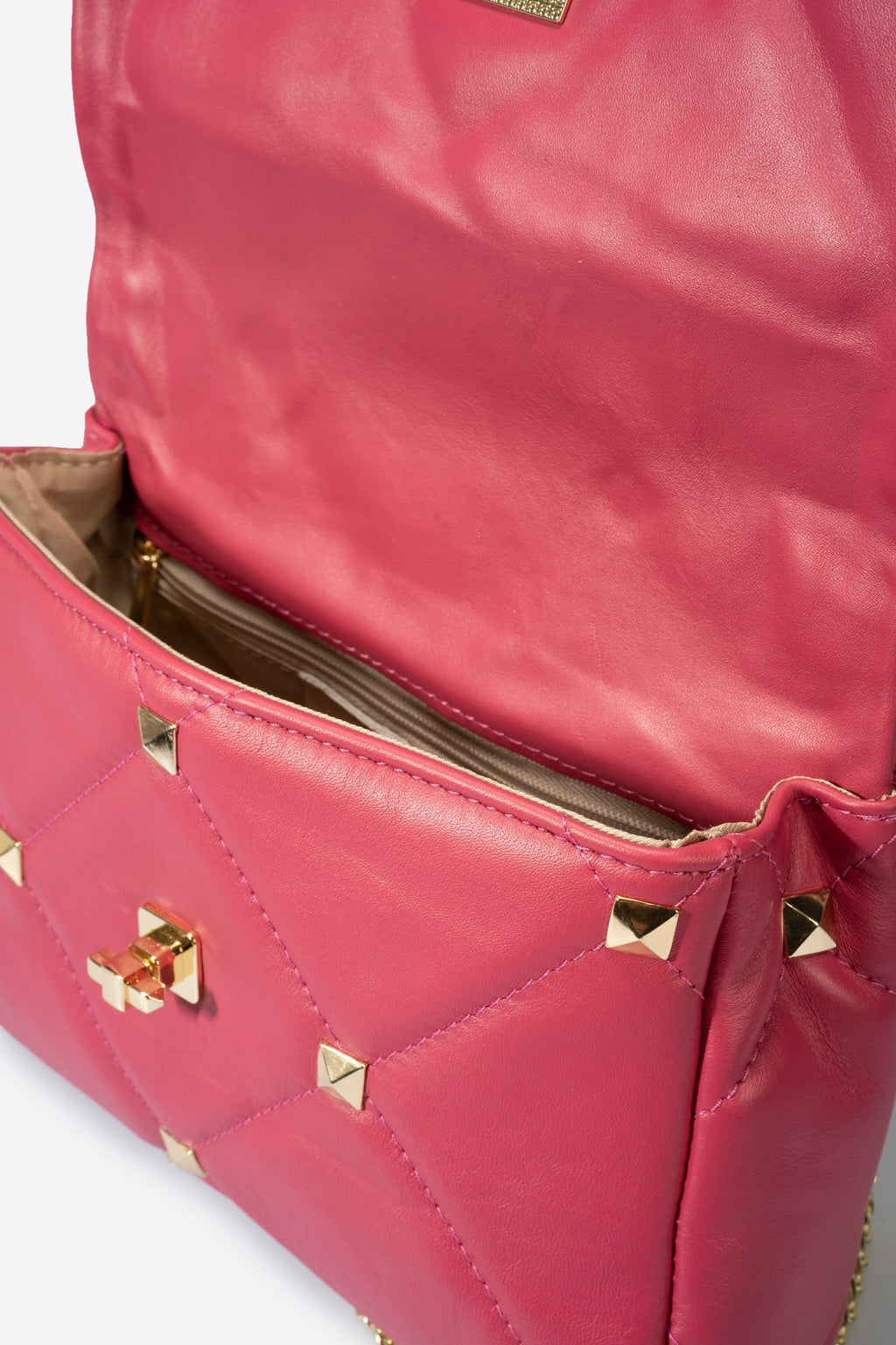 Sac bandoulière La Milanaise - cuir matelassé, Made in Italy - Fuchsia