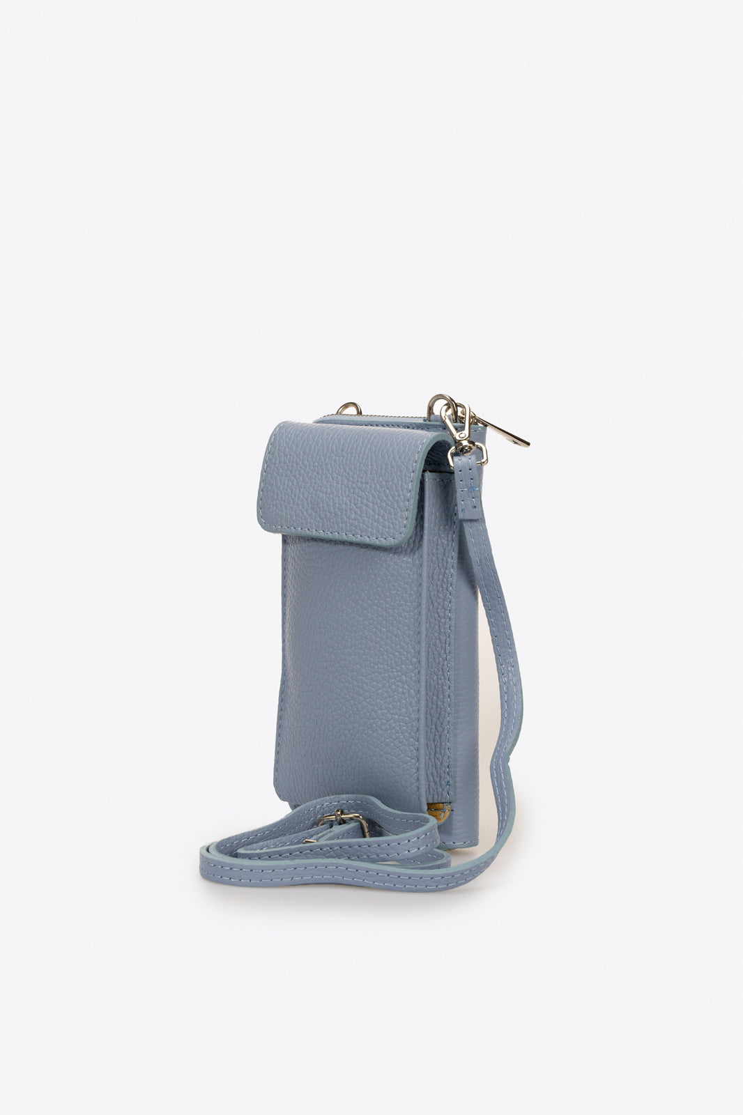 Sac bandoulière La Riviera - cuir, Made in Italy - Bleu ciel