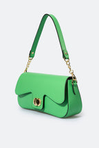 Sac baguette La Padoue - cuir grainé, Made in Italy - Vert aloé