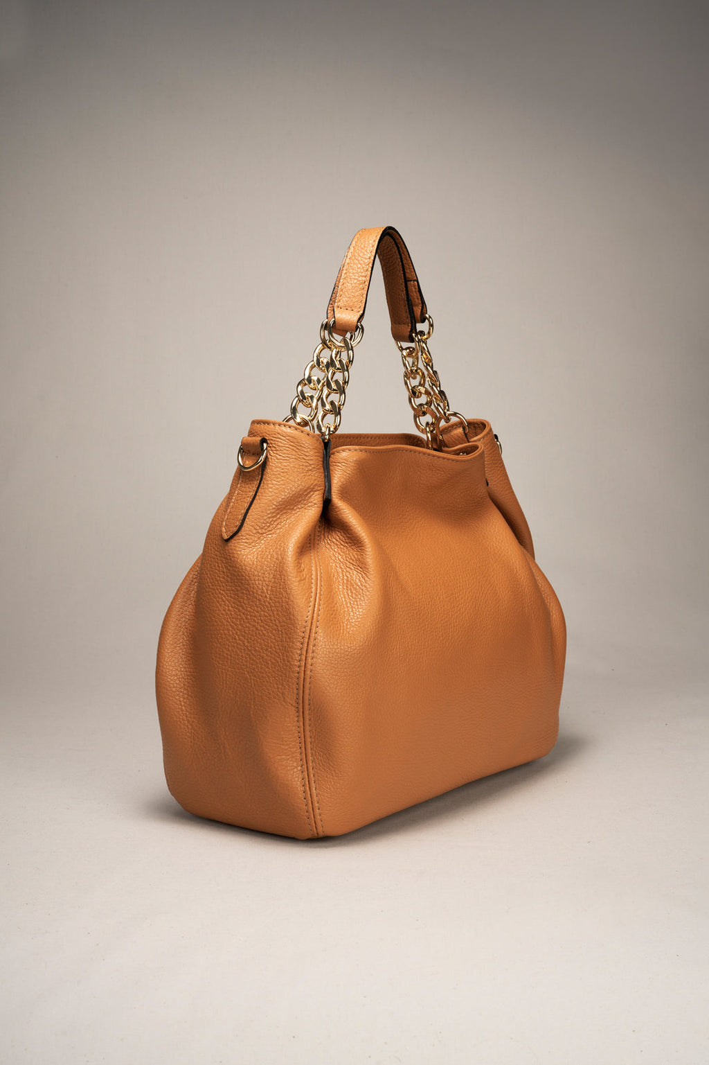 Sac à main La Sicilienne - cuir dollaro, Made in Italy - Cognac