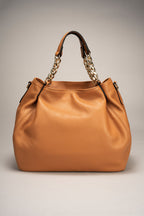 Sac à main La Sicilienne - cuir dollaro, Made in Italy - Cognac
