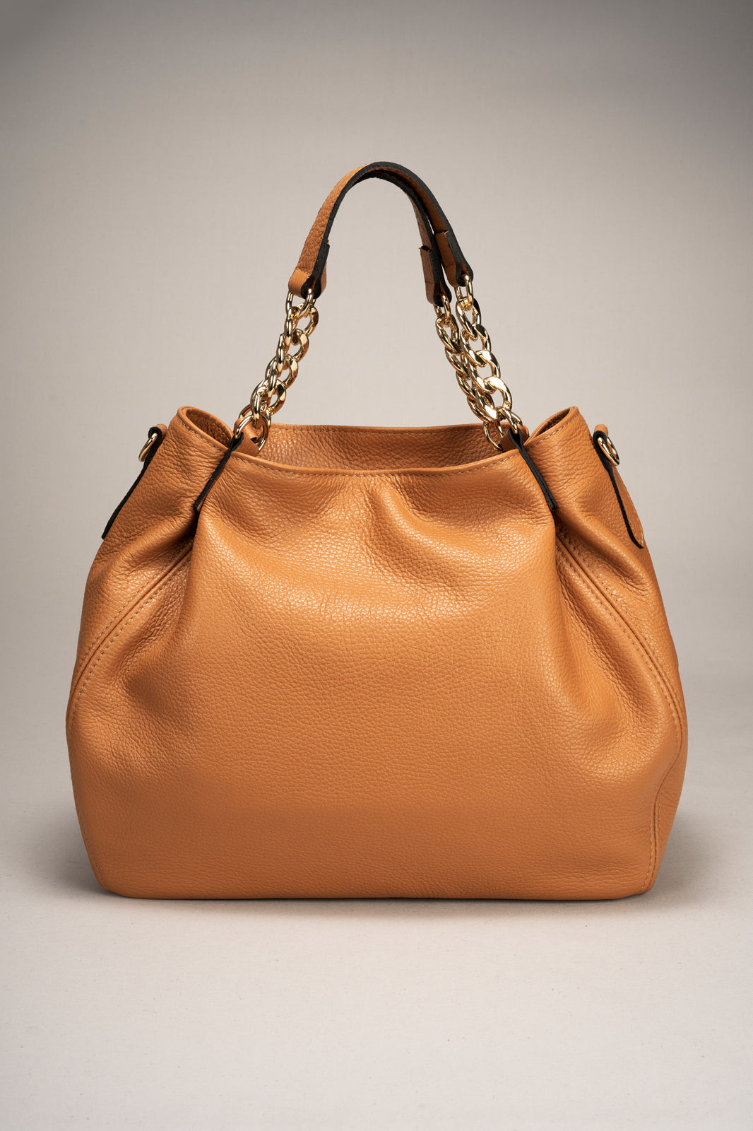 Sac à main La Sicilienne - cuir dollaro, Made in Italy - Cognac