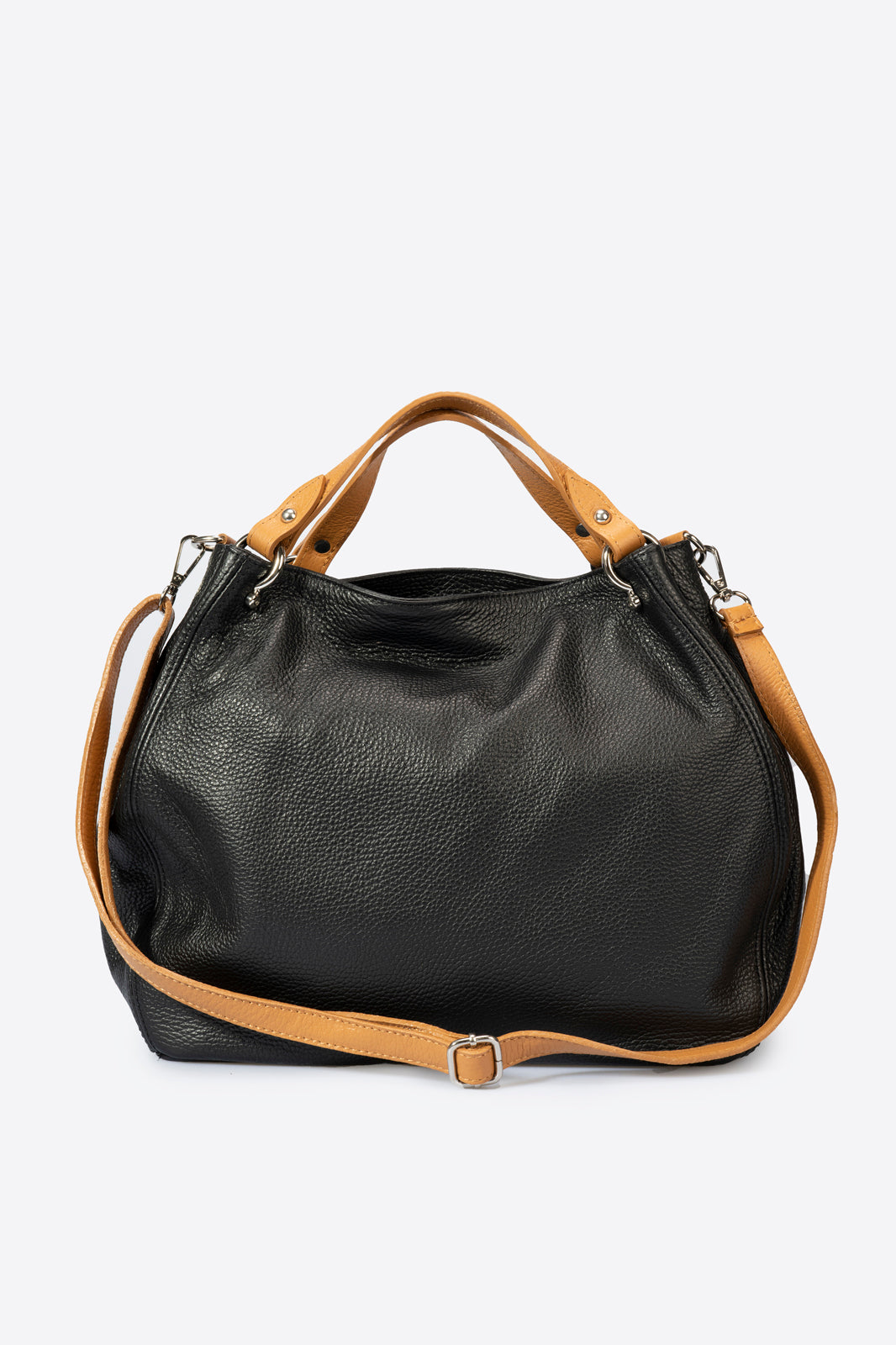Sac à main La Napolitaine - cuir grainé, Made in Italy - Noir