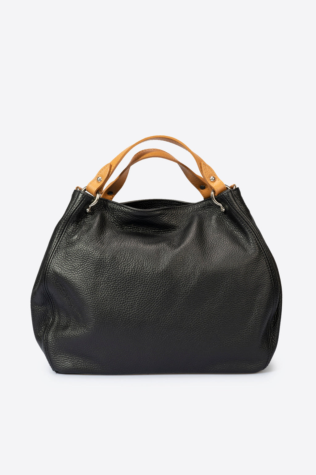 Sac à main La Napolitaine - cuir grainé, Made in Italy - Noir