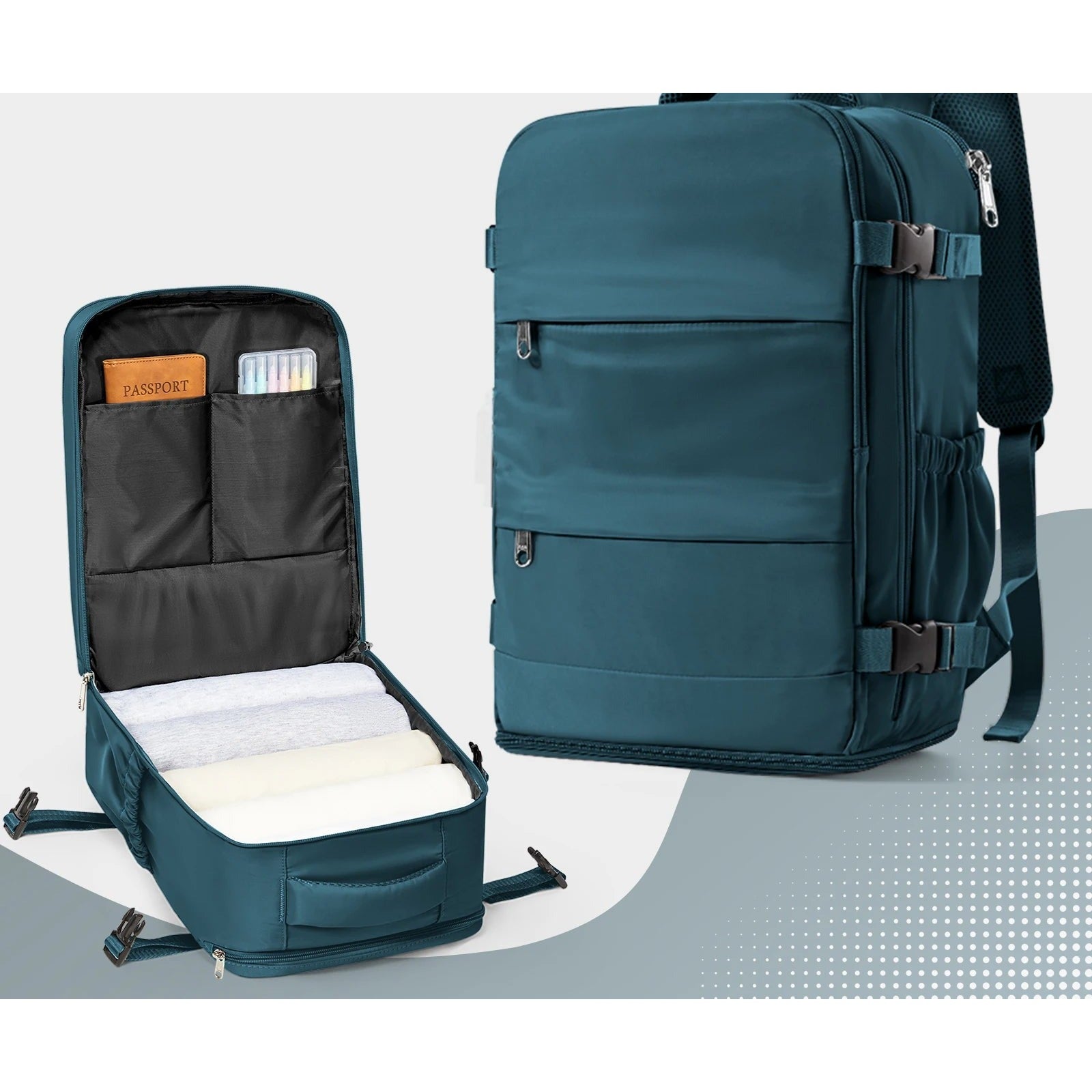 Sac a dos cabine 40x30x20 ouverture 180 degres - Compartiment PC