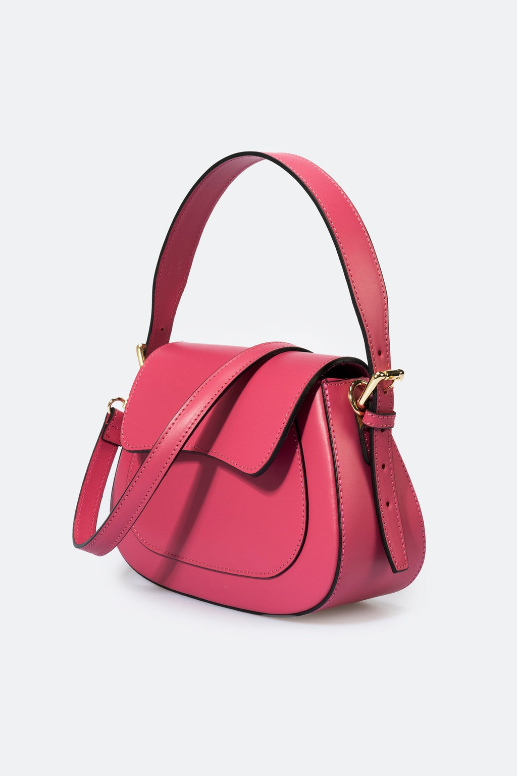 Sac à main La Pisane - cuir, Made in Italy - Fuchsia