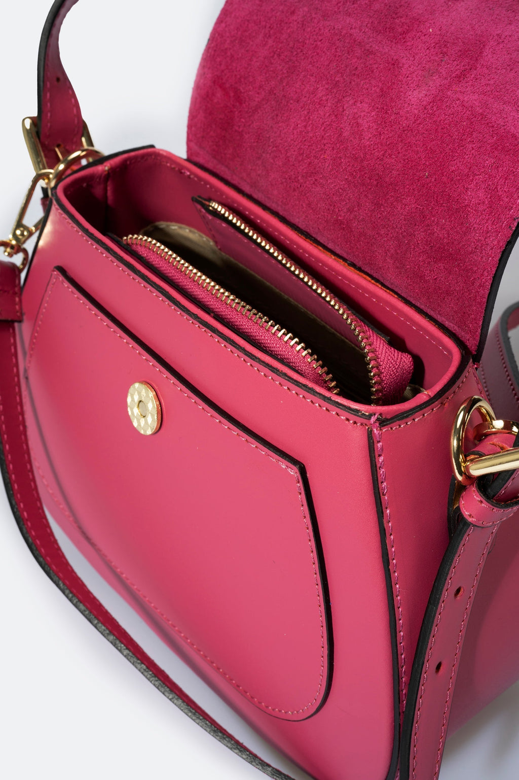 Sac à main La Pisane - cuir, Made in Italy - Fuchsia