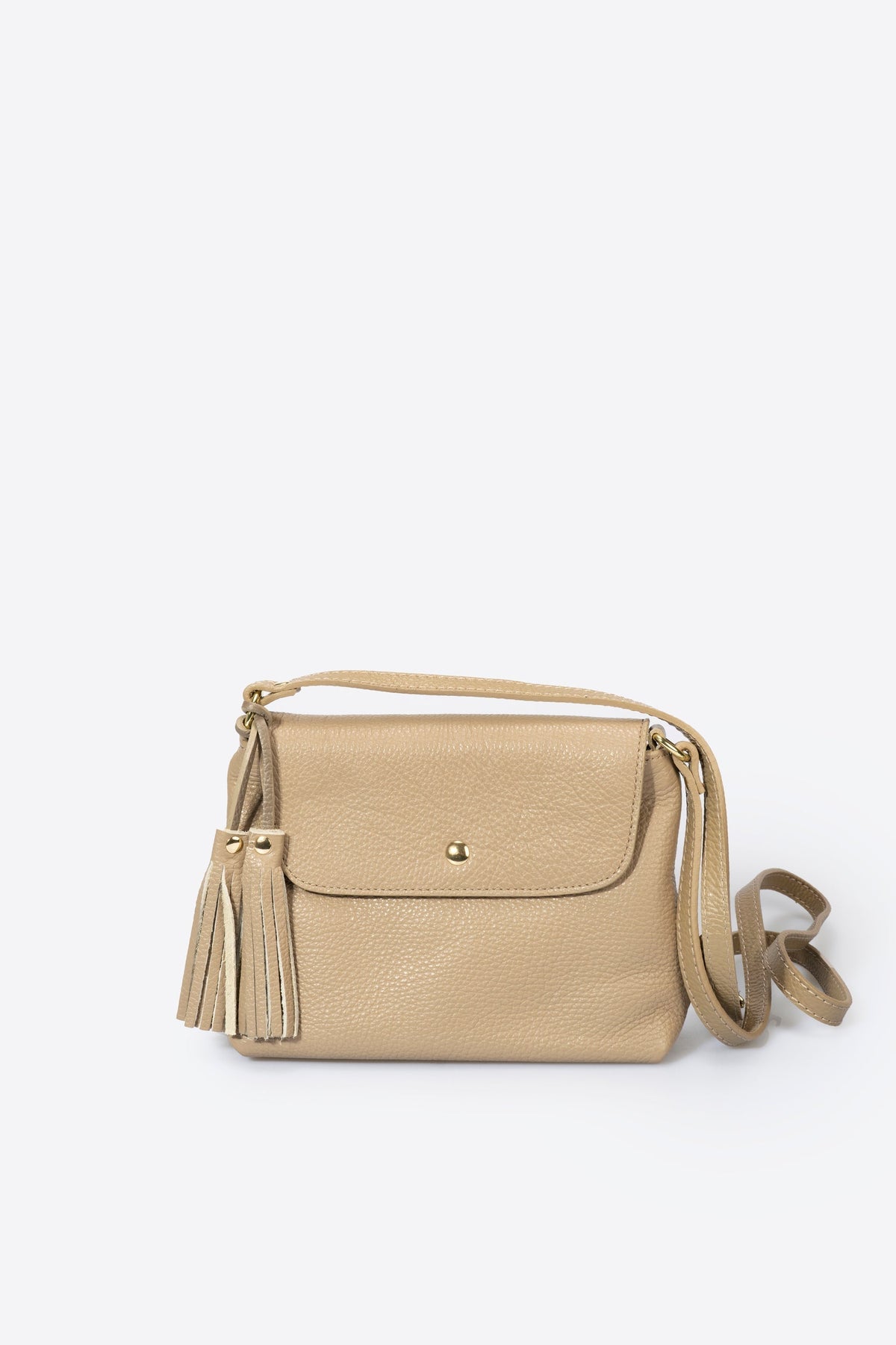 Sac bandoulière La Trévise - cuir, Made in Italy - Taupe