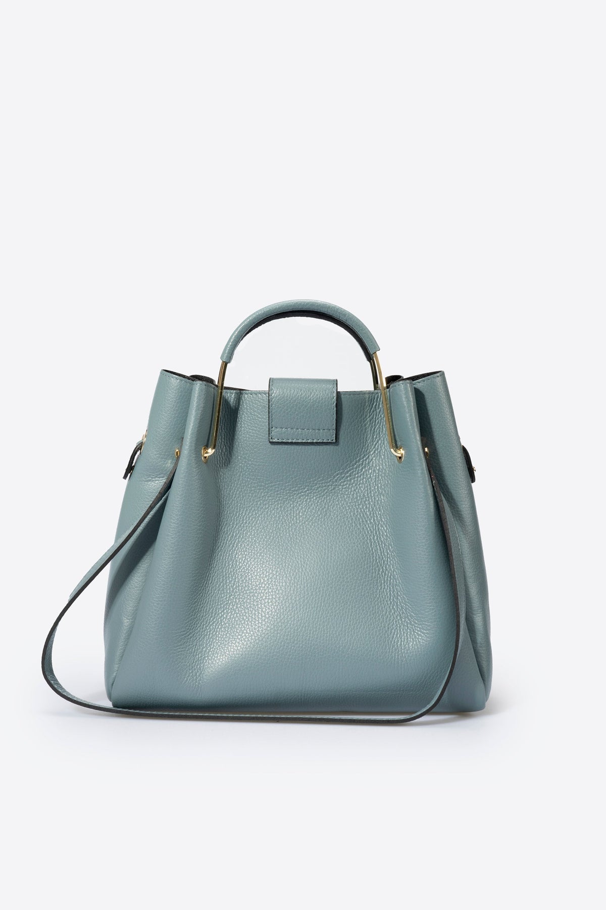 Sac à main L'Ombrienne - cuir grainé, Made in Italy - Bleu minéral