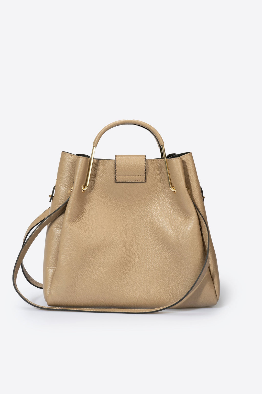 Sac à main L'Ombrienne - cuir grainé, Made in Italy - Taupe