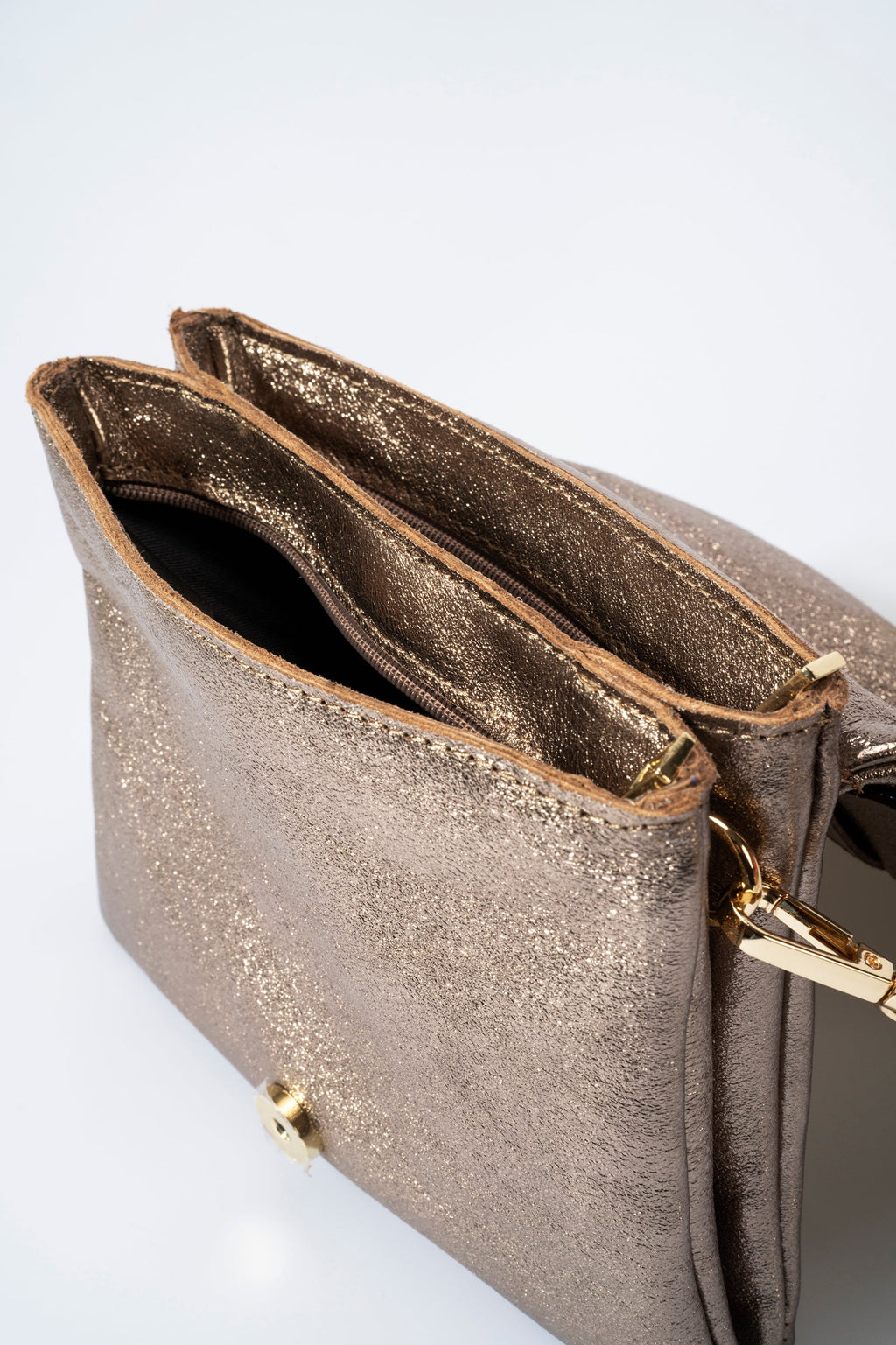 Sac épaule La Sarde - cuir dollaro, Made in Italy - Bronze