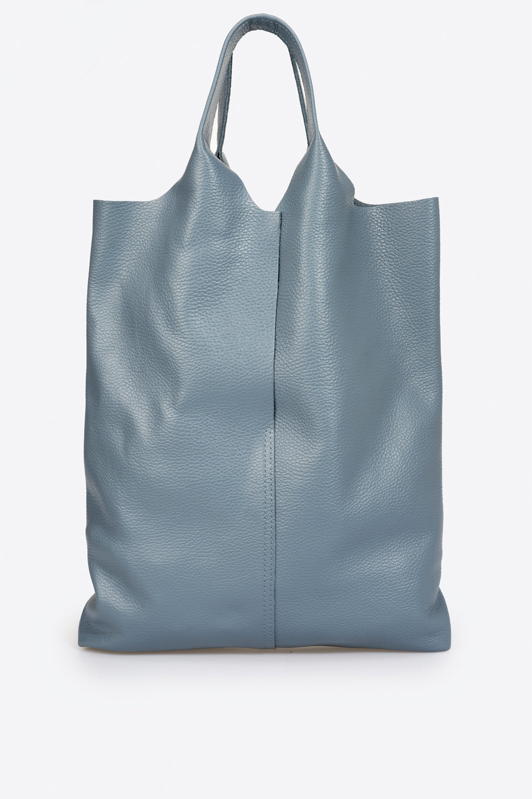 Sac cabas La Toscane - cuir grainé, Made in Italy - Gris acier
