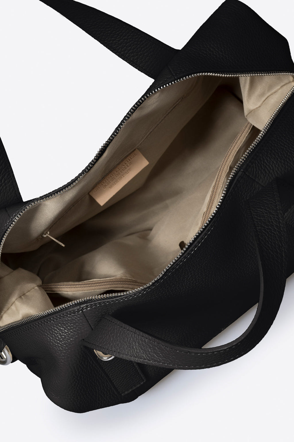Sac à main La Bolonaise - cuir, Made in Italy - Noir