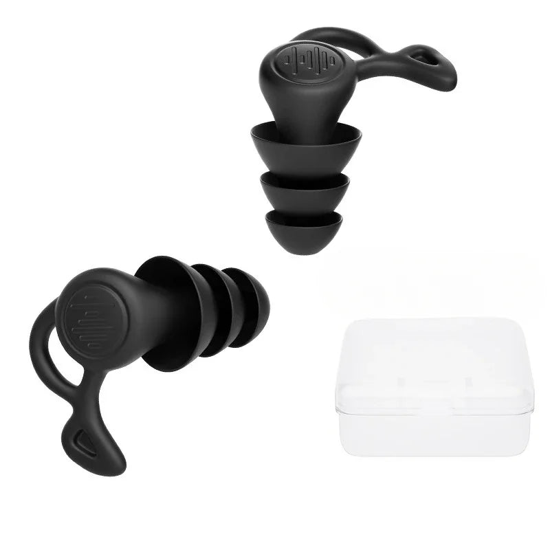 Bouchons d'oreilles silicone 3 couches - Noir