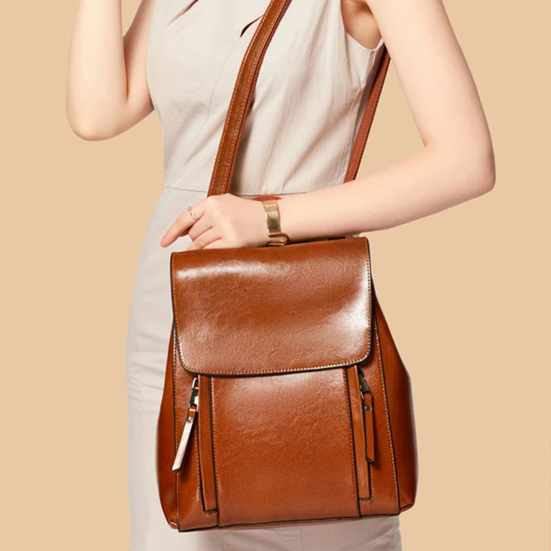Sac a dos femme cuir veritable convertible bandouliere