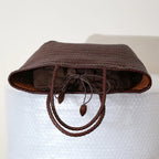 Sac cabas cuir tresse artisanal - Grande capacite