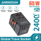 Adaptateur de voyage universel GaN 65W - 2 USB et 2 USB-C