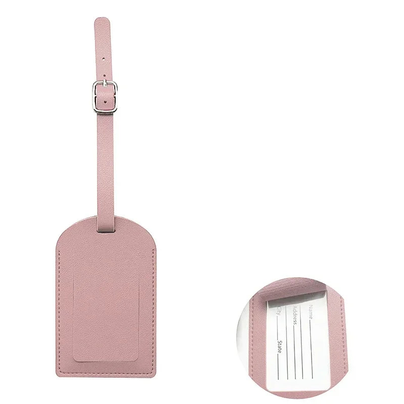 Étiquette bagage cuir PU - Rose