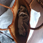 Sac cabas cuir tresse artisanal - Grande capacite