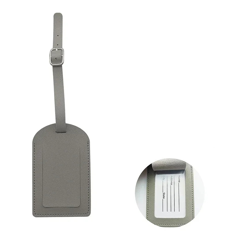 Étiquette bagage cuir PU - Gris