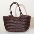 Sac cabas cuir tresse artisanal - Grande capacite