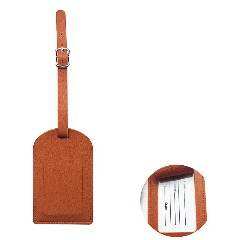 Étiquette bagage cuir PU - Marron