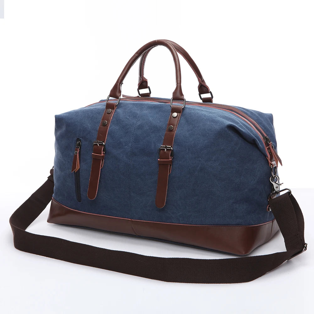 Sac de voyage homme toile et cuir - Week-end authentique