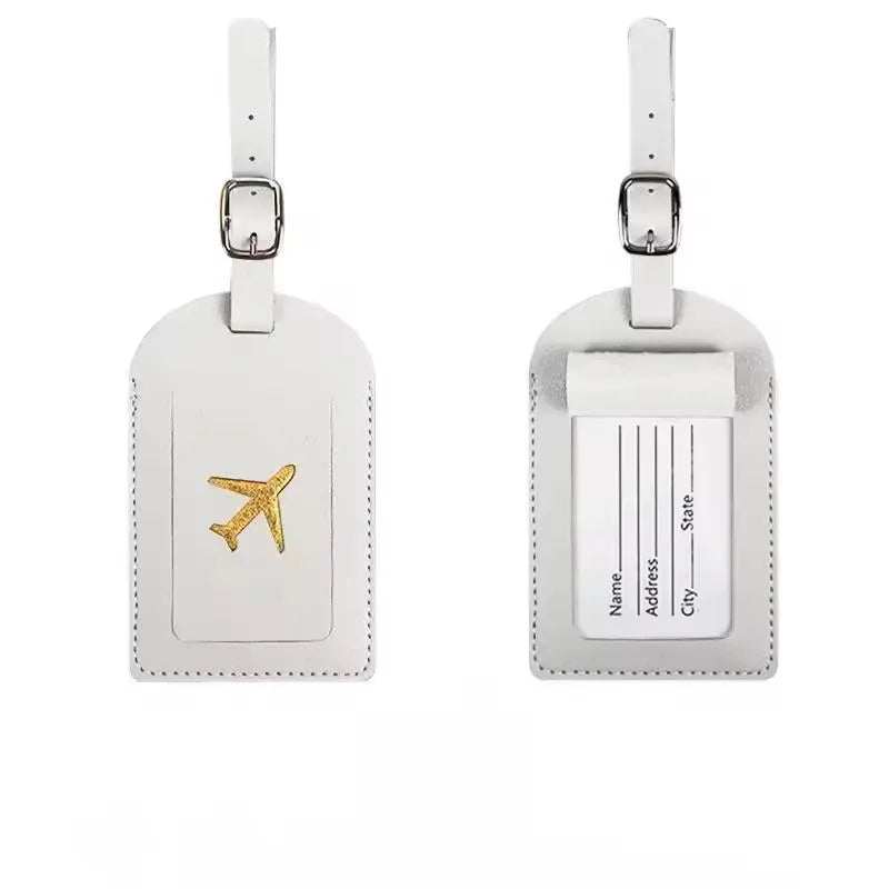Étiquette bagage cuir gaufré - Blanc