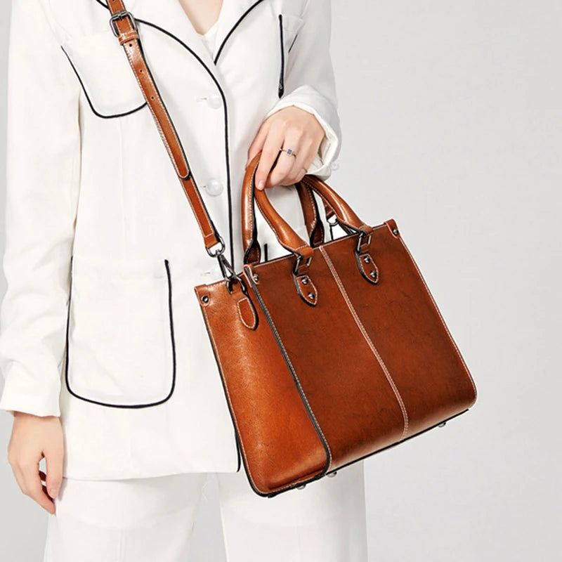 Sac cabas bandouliere cuir veritable - Format A4