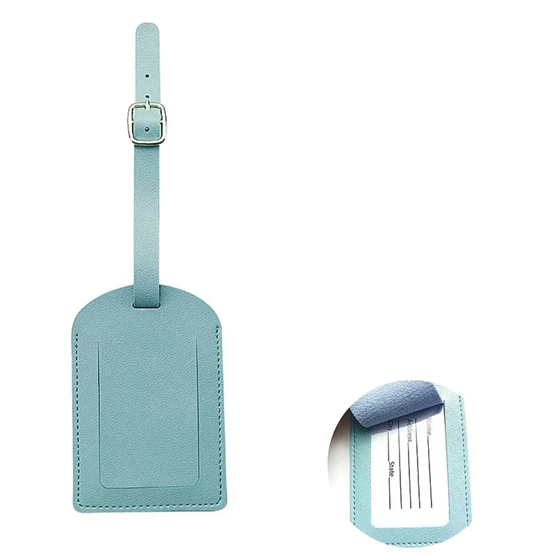 Étiquette bagage cuir PU - Bleu clair