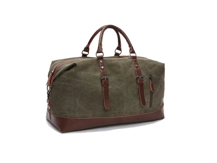 Sac de voyage homme toile et cuir - Week-end authentique