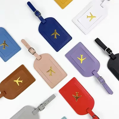 Étiquette bagage cuir gaufré - ensemble des coloris