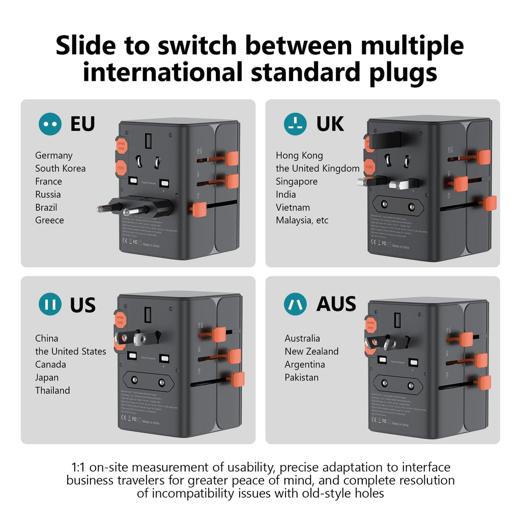 Adaptateur de voyage universel GaN 65W - 2 USB et 2 USB-C