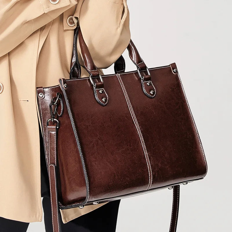 Sac cabas bandouliere cuir veritable - Format A4