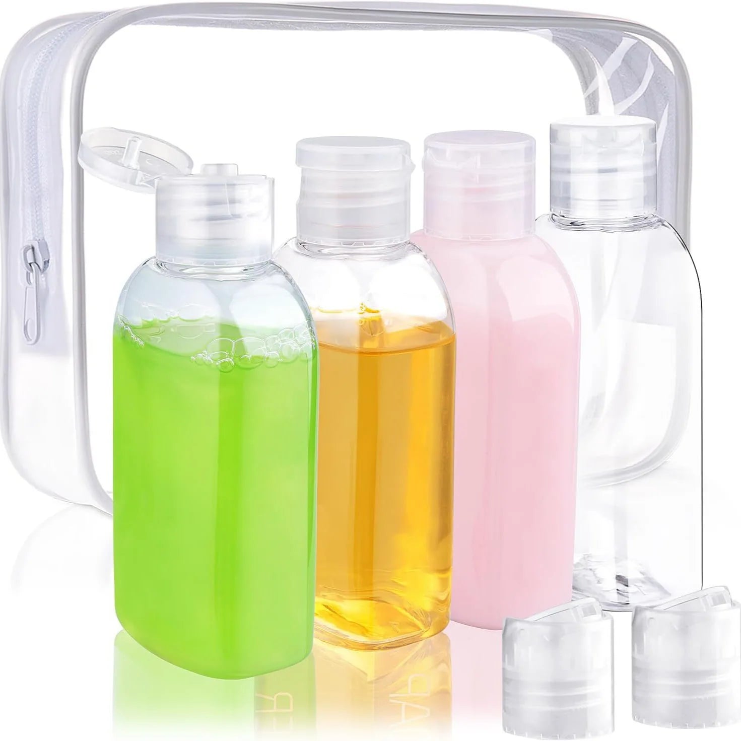 Flacons de voyage 100 ml (lot de 4) - Transparent, flacons remplis