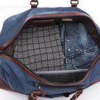 Sac de voyage homme toile et cuir - Week-end authentique