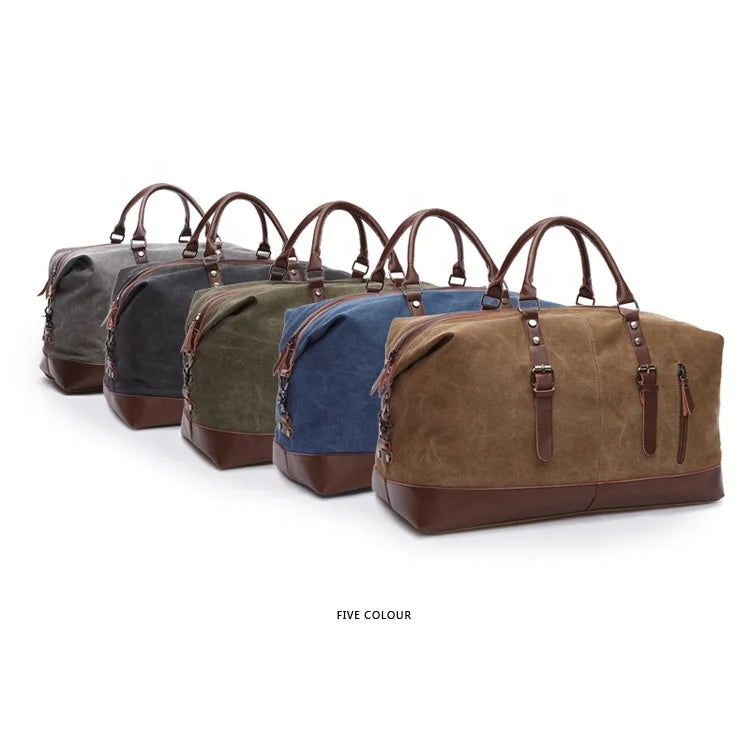 Sac de voyage homme toile et cuir - Week-end authentique