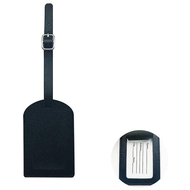 Étiquette bagage cuir PU - Noir
