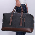 Sac de voyage homme toile et cuir - Week-end authentique