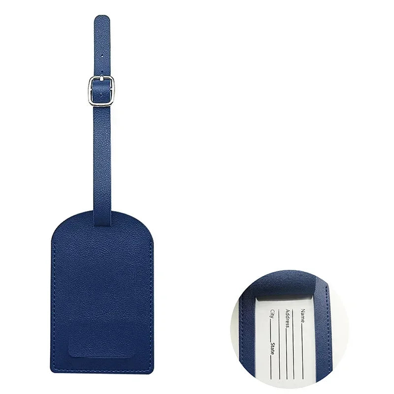 Étiquette bagage cuir PU - Bleu marine