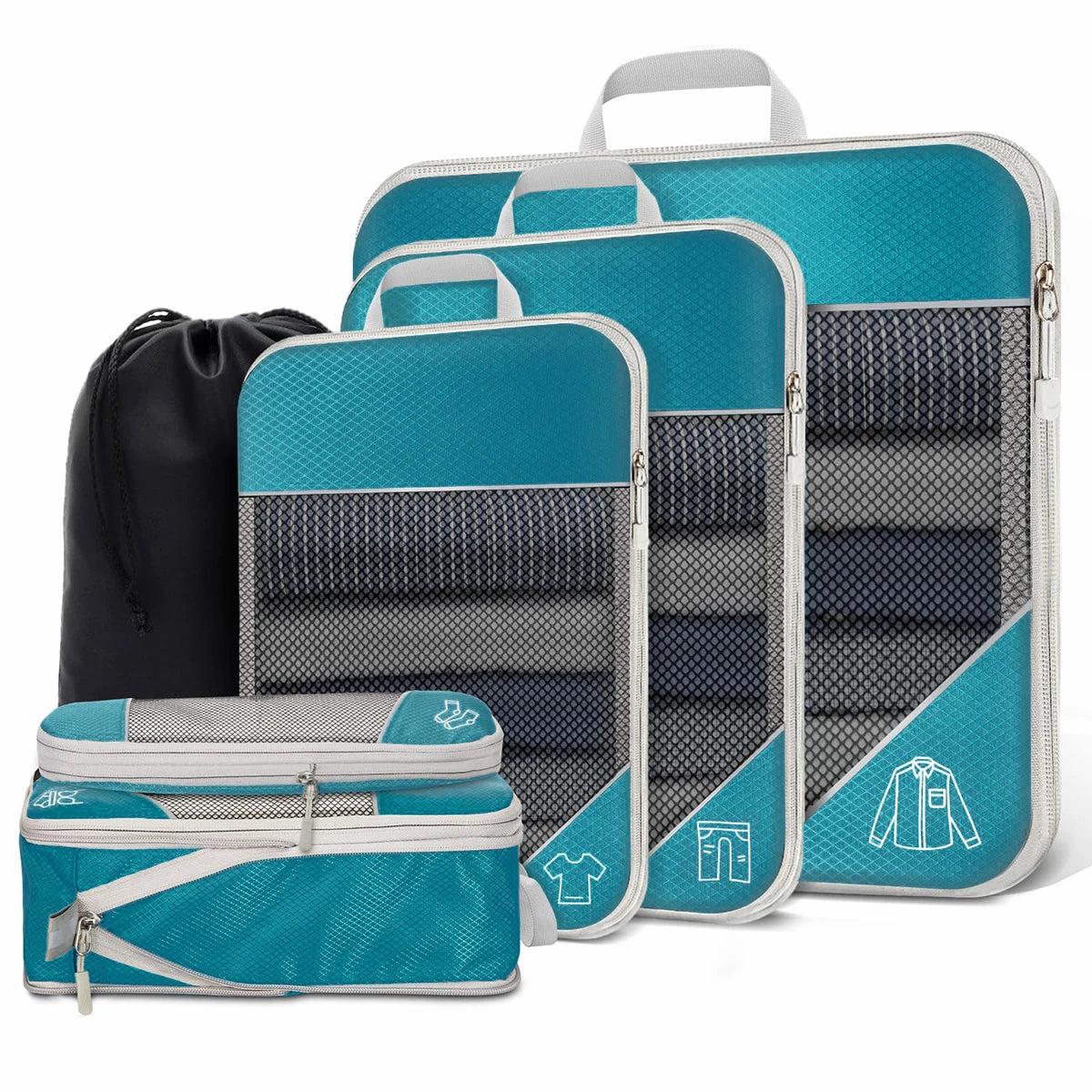 Cubes de compression voyage (set 6 pièces) - Gagnez 30% de Place