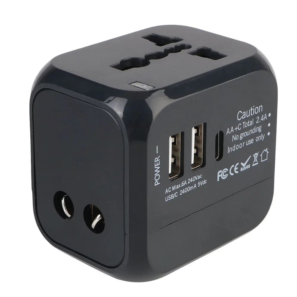 Adaptateur de voyage tout-en-un - US EU UK AU, USB et USB-C