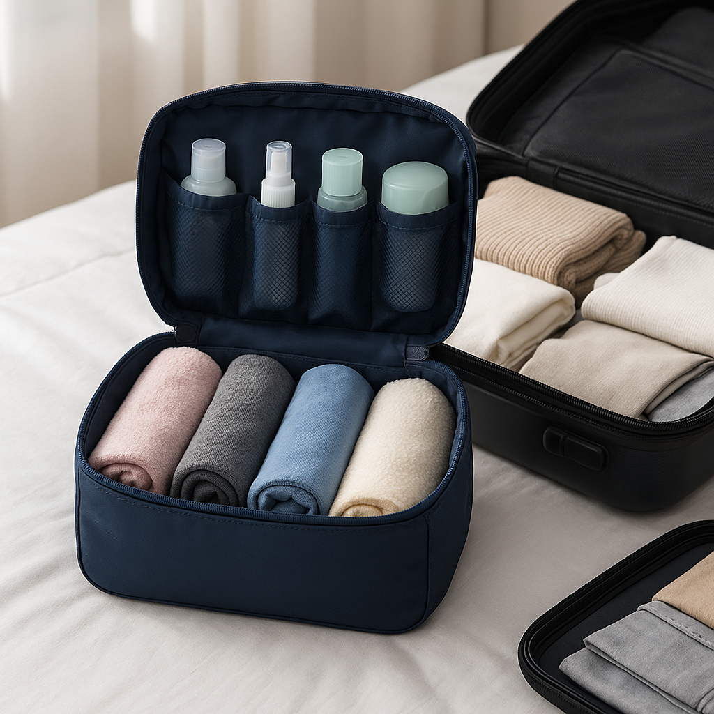 Organiseur de Valise Voyage - Cubes de Rangement, Trousse Toilette & Sac à Chaussures