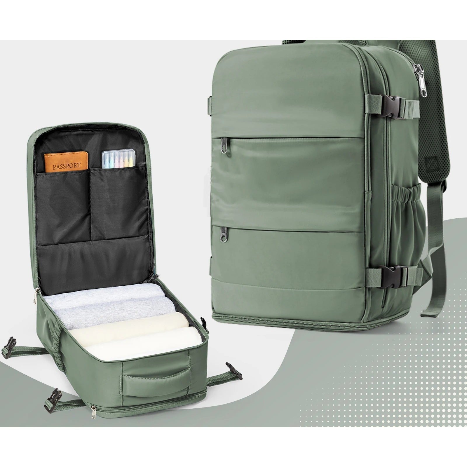 Sac a dos cabine 40x30x20 ouverture 180 degres - Compartiment PC