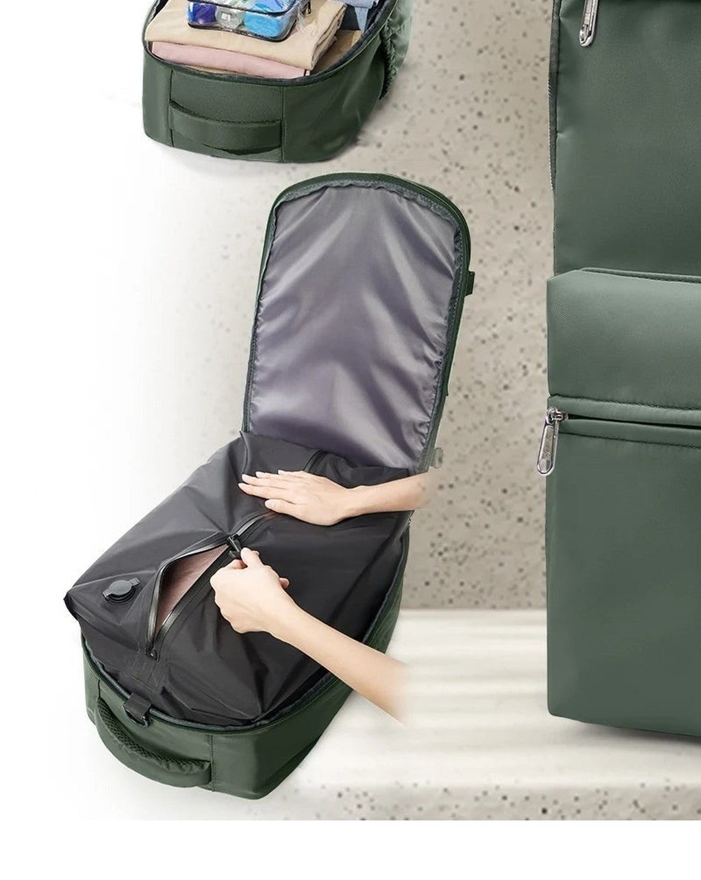 Sac a dos cabine 40x30x20 compression sous vide - USB