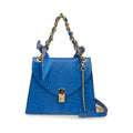 Sac à main La Crémone - cuir embossé croco, Made in Italy - Bleuet