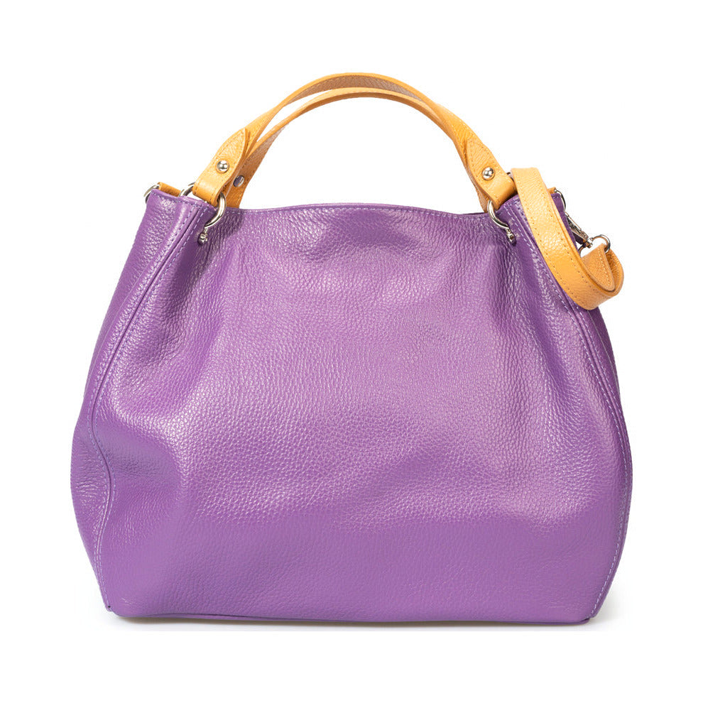 Sac à main La Napolitaine - cuir grainé, Made in Italy - Lilas