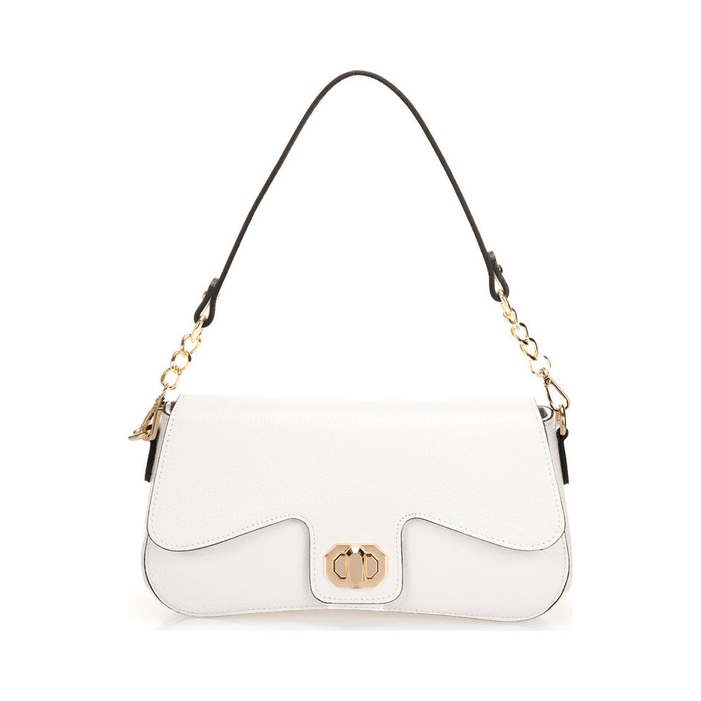 Sac baguette La Padoue - cuir grainé, Made in Italy - Blanc